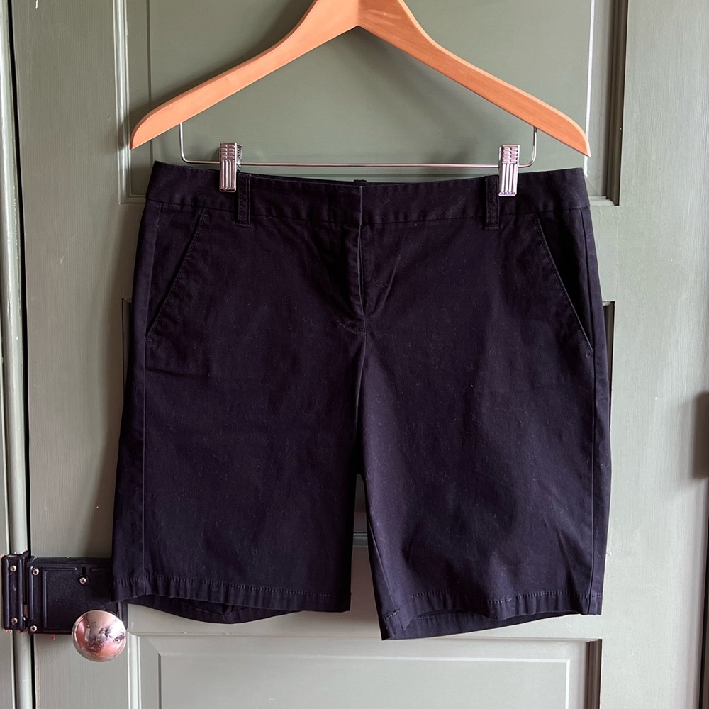 J Crew Black Cotton Stretch Bermuda Short